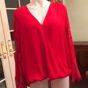 Red blouse long sleeve